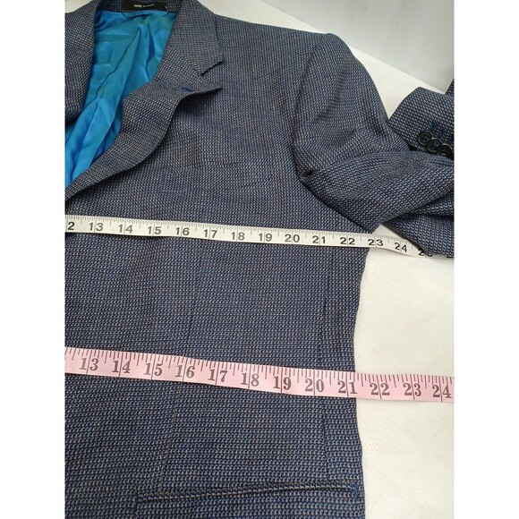 Sean John Tweed Blue Jacket Blazer Sz 41R Wool Silk Blue Brown - Picture 6 of 11
